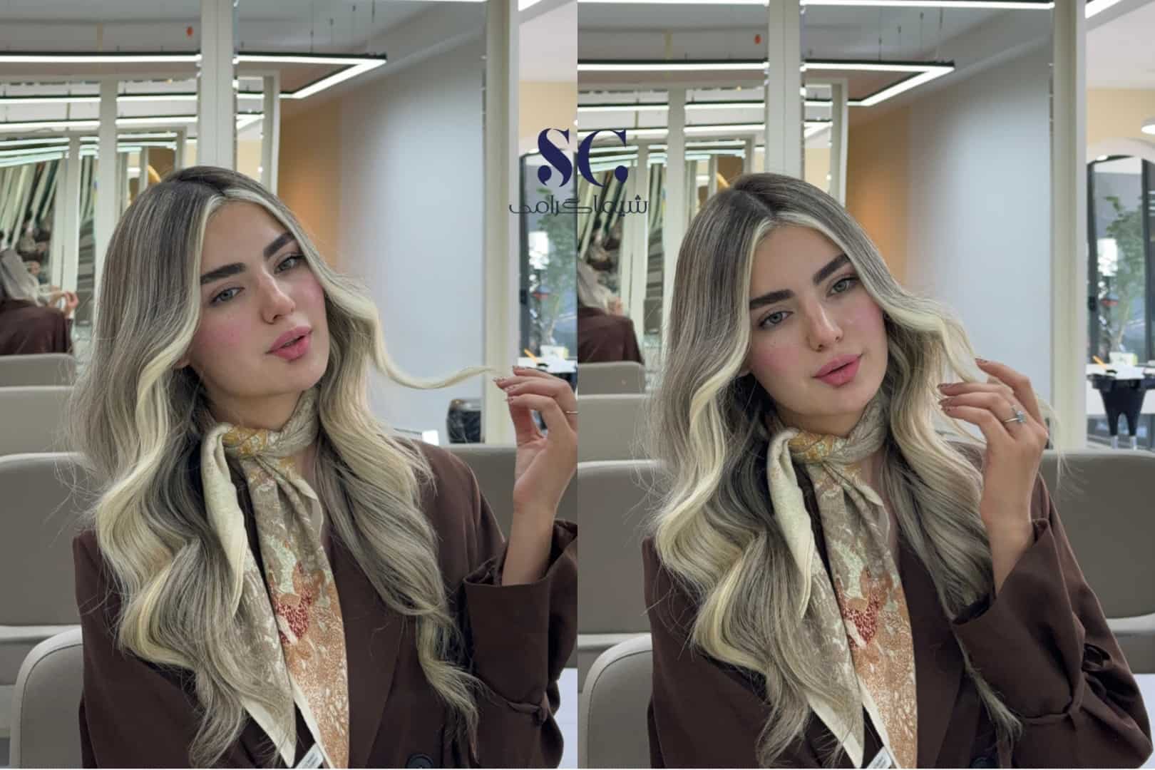 بالیاژ مو با روشنایی ملایم، فینیشی یکدست و درخشش طبیعی.