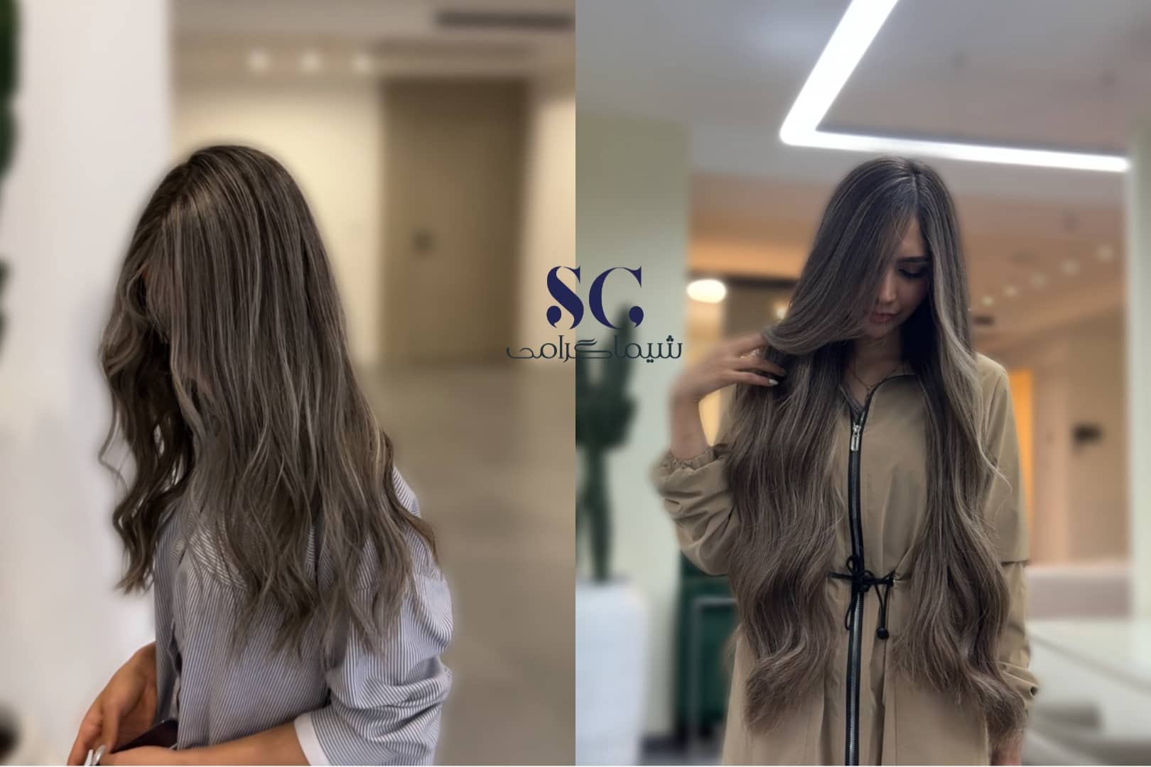 بالیاژ مو با جلوه‌ای نرم، براق و هماهنگ با رنگ پایه مو