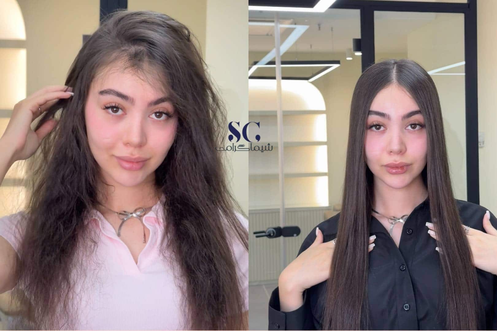احیا و صافی مو در شیراز با کراتین، فینیش صاف، درخشندگی طبیعی و موهایی یکدست و سالم.